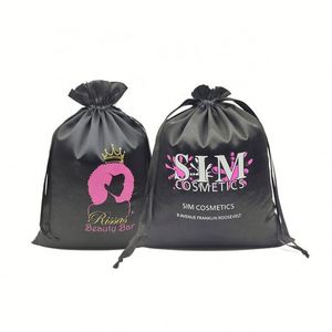 Sac à poussière en satin à cordon personnalisé avec logo imprimé pour extensions de cheveux, perruques, emballages de shopping et lots - Product Image 3
