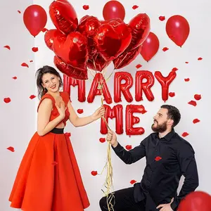 赤いハート形のホイルバルーン結婚私の手紙提案セット婚約記念装飾バレンタインデーのテーマ - Product Image 3