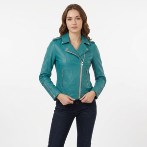 Chaqueta de Moda Casual para Mujer, Estilo Motero, de Cuero Genuino, Ajustada, Transpirable, Impermeable y Resistente al Viento, para Otoño e Invierno - Product Image 1