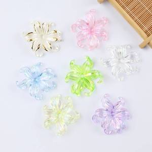 เครื่องประดับผมรูปดอกไม้เรซิ่นพลาสติก ให้ความรู้สึกพลังขัน  หกกลีบ สีรุ้ง สำหรับตกแต่งเครื่องประดับ DIY - Product Image 1