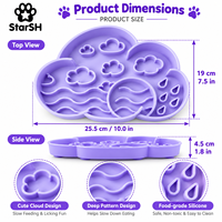 Ensemble de gamelles en silicone motif nuage mignon avec plat à nourriture amovible et tapis d'alimentation facile à nettoyer pour petits chiens et chats