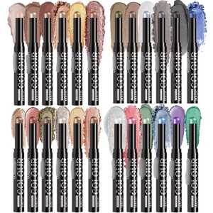 25 Piece <b>Eyeshadow</b> Stick Set Makeup Palette Matte Shimmer Powder Pencil Wood Handle Synthetic Hair - Product Image 1