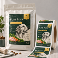 Étiquettes personnalisées pour emballages d'aliments pour animaux de compagnie, autocollants adhésifs BOPP résistants à l'eau et à l'huile pour sachets de nourriture pour chiens et chats