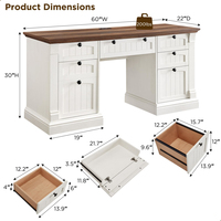 Bureau de bureau à domicile de ferme avec station de charge, plateau à clavier, rangement de classeur, bureau d'ordinateur en bois pour le travail et l'étude