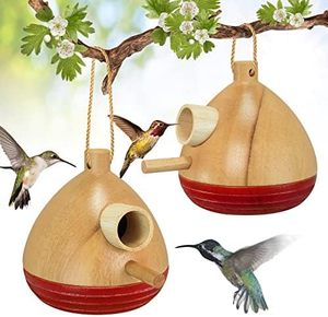 Casa de colibrí moderna, caja de pájaros para anidar, casa de Chickadee de madera para colgar en interiores y exteriores para ambos colibríes de Chickadees - Product Image 1