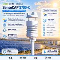 Station météo ultrasonique compacte SenseCAP S700-C 7-en-1 IP66 avec pyranomètre de rayonnement solaire et radar de pluie pour centrale photovoltaïque