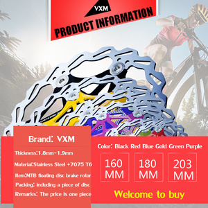 Plaquettes de frein à disque de vélo Vxm, rotor flottant, refroidissement rapide, acier inoxydable, 160/180/204 mm, rotors de frein à disque VTT ultra-légers - Product Image 2