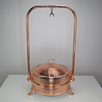 Ensemble chauffe-plats moderne en acier inoxydable pour restaurant, buffet et traiteur, avec chafing dish rose doré et lampe chauffante