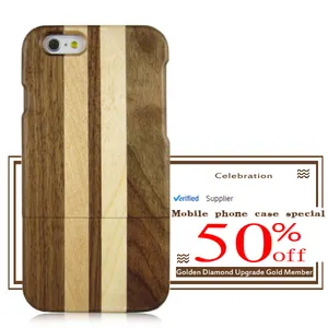 Limited edition black walnut simple environmental maple card slot back cover for Iphone 6