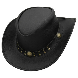Sombreros de vaquero de cuero genuino de estilo occidental totalmente personalizados, sombrero de vaquero de cuero genuino de lujo y calidad premium para montar a caballo - Product Image 1