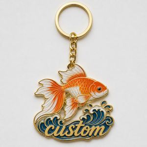 Porte-clés personnalisés en gros de haute qualité en forme de poisson rouge, pendentifs de poisson rouge, chaînes à motif animal aquatique, souvenir décoratif, porte-clés - Product Image 3