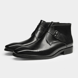 Botas de Cuero con Hebilla para Hombre, Botas Casuales con Suela Plana y Diseño Retro, Estilo Puntiagudo, Nueva Colección Invierno 2025 - Product Image 1