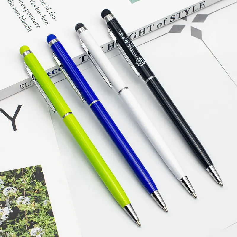 Cheap Metal Promotional Pens with Logo Stylus Pen for Touching Screen Phones Slim Ballpoint Pen Ballpen 134mm