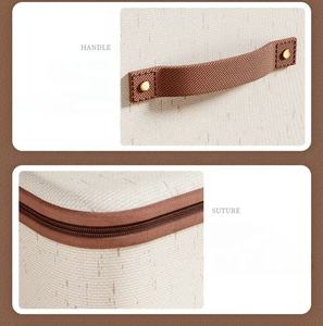 Ama Zon Boîte de rangement pliable imperméable Panier de rangement moderne en coton et lin avec fermeture éclair Couverture d'étagère Vêtements Maison Chambre à coucher-Tissu - Product Image 5