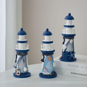 Adorno de Faro Mediterráneo de 22 cm, Decoración de Mesa de Madera con Temática Oceánica, Decoración para Sala de Estar - Product Image 3