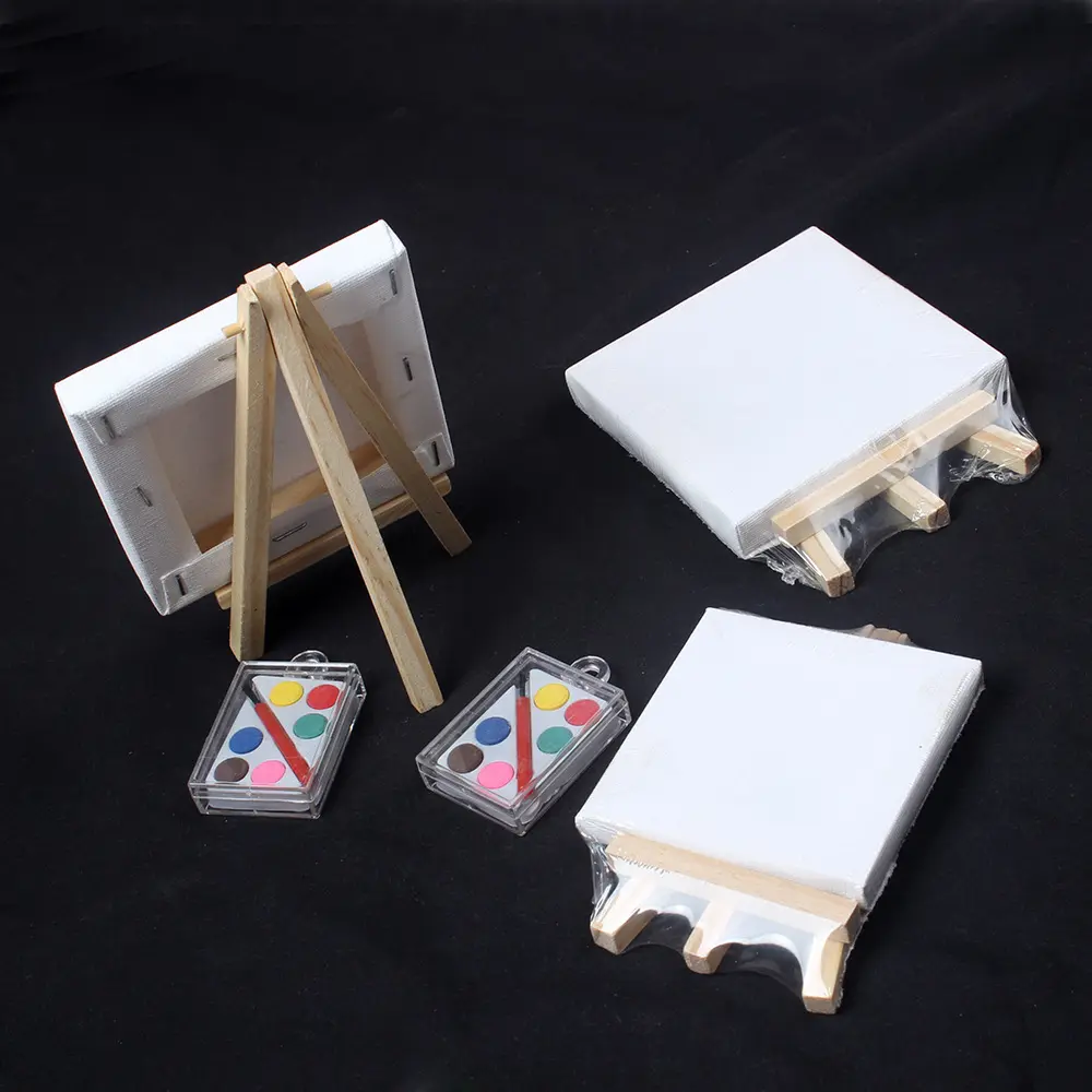 BESTLINE 2024 Mini Canvas Frame 10*10cm Small drawing board Easel DIY acrylic painting canvas 8*8cm for kids