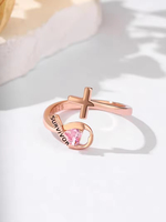 Bague en argent sterling 925 avec zircon et ruban rose, bijou ouvert pour femme, pour les survivantes du cancer du sein, cadeau de sensibilisation en gros