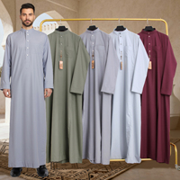 Robe musulmane islamique décontractée de luxe en coton de haute qualité respirante Dubaï Jubbah Arabie Saoudite Marocaine Thobe pour hommes