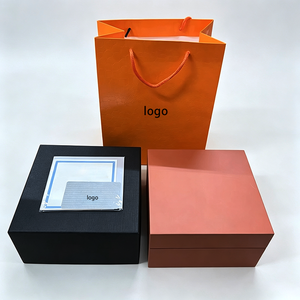 Estuche de Reloj Personalizado de Cuero Sintético, Forma Rectangular, Interior de Terciopelo, Cierre a Presión, Estuche Protector para Regalo, Naranja, Negro, Gris - Product Image 2