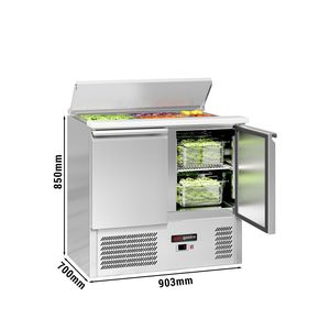 GGM Gastro Saladette ECO - 903 mm - 2 portes - avec entrée pour 2x GN 1/1 & 3x GN 1/6 & couvercle en acier inoxydable - Product Image 2