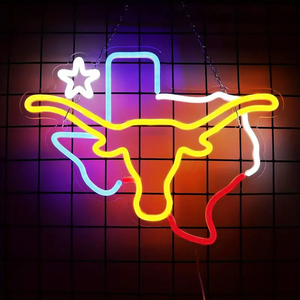 Dekorasi dinding Neon sapi dan Banteng LED, lampu Neon latar belakang kreatif <span class=keywords><strong>1</strong></span> kekuatan USB