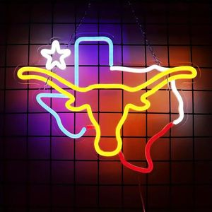 1 USB powered LED Bull and Cow Neon Wall Decoration Sign - Creative Background Neon Light-