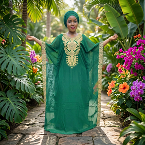 Nouveau design Jupe en mousseline de soie double couche longueur au sol Robes africaines pour femmes Vêtements musulmans Hijab Abaya Rhinestone Made Fabric - Product Image 2