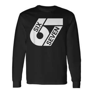 Camiseta de Manga Larga Six Seven Negra con Diseño Gráfico, Prenda Unisex - Product Image 1