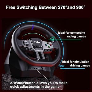 Volant de course PXN-V9 Gen2 en gros - 270° et 900° °   Volant de simulation de course avec <span class=keywords><strong>3</strong></span> pédales, levier de vitesses en H, prise en charge de l'application et retour de vibrations - Product Image 2