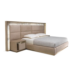 Talian-Juego de muebles de dormitorio, cama king size de lujo, diseño clásico con cabecero grande LED para casa de Villa - Product Image 2
