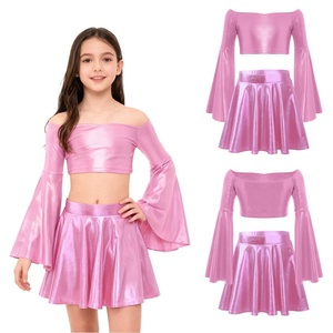 Costume de concours de danse pour filles de 6 à 16 ans, haut court métallisé avec jupe pour spectacle sur scène, costumes de danse contemporaine - Product Image 5