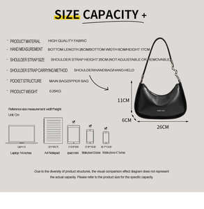 Bolso de Hombro de Media Luna Personalizado de Moda en Cuero PU de Gran Capacidad para Mujer, Bolso de Mano de Moda - Product Image 2