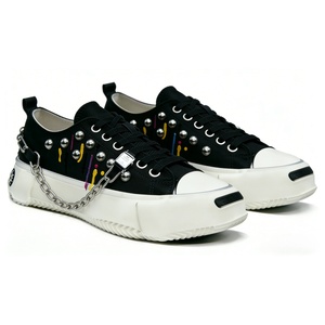 Nuove Scarpe da Ginnastica Punk High-Top in Tela con Design Teschio e Suola a Piattaforma Effetto Sciolto, Traspiranti, di Alta Qualità, per Uomo - Product Image 4