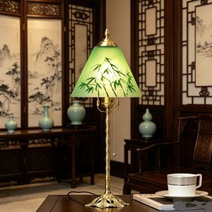 Chinese Style Bamboo Charm All <b>Copper</b> <b>Table</b> Lamp E27 LED Eye Caring Bedroom Study Tea Room Atmosphere Lamp - Product Image 2