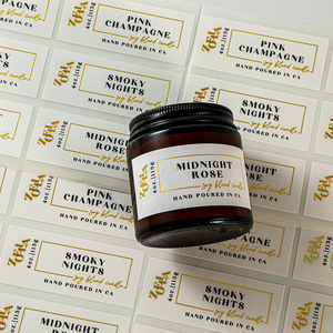 Cetakan Logo Kustom Guci Lilin Mewah <span class=keywords><strong>Label</strong></span> Stiker Tahan Air Stiker Lilin Bertekstur untuk Stoples Lilin - Product Image 3