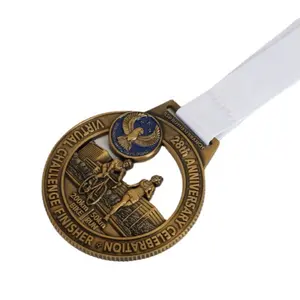 Medalhas de bronze de liga de zinco, venda por atacado, design personalizado, esportivo, único, para maratona