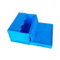 Boîte de roulement pliable en plastique de 60x40x36cm avec couvercle attaché Conteneurs de stockage empilables pour le déménagement et le transport d'entrepôt