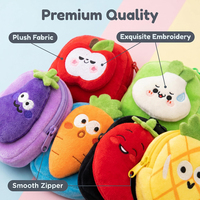 Dompet Koin Plush Lucu Trendy, Gantungan Kunci Buah Sayuran Lembut, Dompet Mini Portabel untuk Hiasan Ransel, Set Hadiah Kecil Kreatif