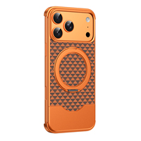 Coque de protection magnétique texturée en alliage d'aluminium de luxe avec support intégré pour iPhone 17 Pro Max – Motif premium – Vente en gros