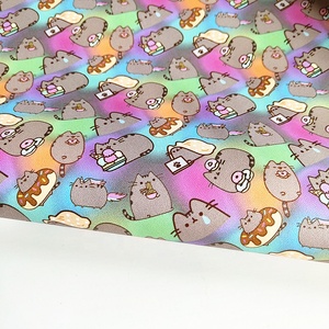 Shaoxing Fabrik Großhandel Maßgefertigtes Logo Designer PU Grauer Katzen-Cartoon Bedruckter Vinyl-Stoff für Stuhl-Möbel Wasserdicht - Product Image 6