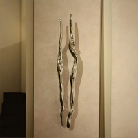 Poignée de porte en laiton, design abstrait fluide, pour portes vitrées d'hôtel, entrée principale, devanture de magasin, quincaillerie robuste de grande taille