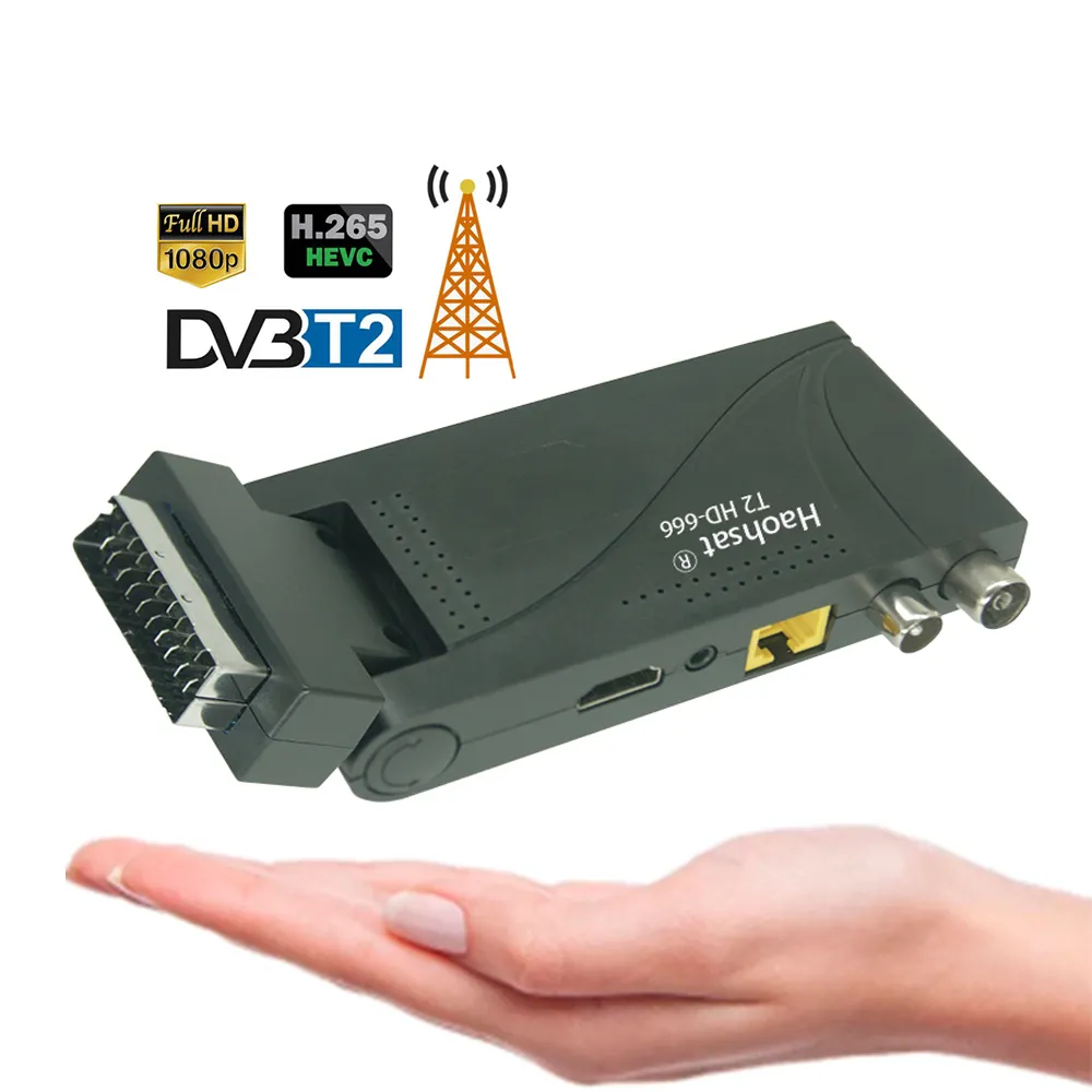 Haohsat DVB-Decodificador digital TDT para España, decodificador de televisión digital TDT en español, H.264, h.265, DVB T2, SCART, FTA, 1, 2, 1 unidad