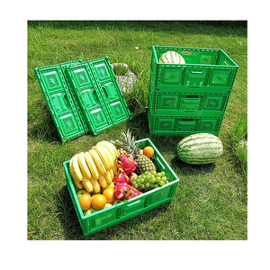 Plastic Foldable Crate Supermarket Collapsible Hard Plastic Storage Fruit Foldable Vegetable Egg Transport Basket Bins Plastic Foldable Crate