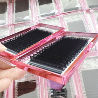 Extensions de cils individuels en velours mat foncé, effet volume, effet cachemire et vison, avec logo personnalisé, en gros, en plateaux