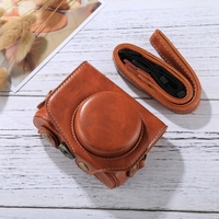 Étui de protection intégral en cuir PU souple avec sangle pour appareil photo Canon PowerShot G7 X Mark II