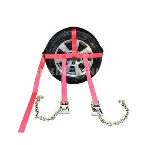 Car Carrier Tire Holder Basket Straps w/ Chain Hooks & Ratchet