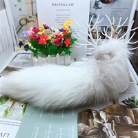 Vente en gros de queue de renard noire en cristal de 40 cm, grande, moelleuse, fausse fourrure, porte-clés