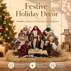 Ensemble complet de crèche de Noël, sculpture artisanale, Sainte Famille, <span class=keywords><strong>les</strong></span> Trois <span class=keywords><strong>Rois</strong></span> <span class=keywords><strong>Mages</strong></span>, figurine en résine et tissu réel, Noël, religieux - Product Image 3