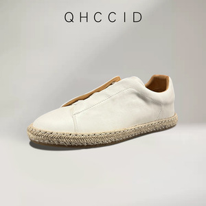 Alpargatas de Cuero Vacuno Genuino para Hombre, Estilo Slip-On con Punta Redonda, Transpirables, para Todas las Temporadas - Product Image 1