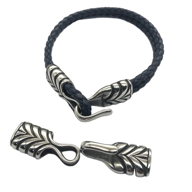 New Stainless Steel Clasp Hole Clasp End Hook DIY Leather Bracelet Connectors for Jewelry Making Supplies Wholesale